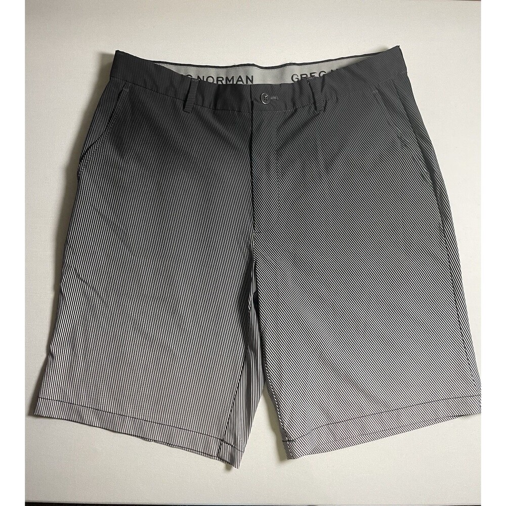 Greg Norman Shorts Men’s Gray Striped Golf Shorts Size 34 Cooling Stretch